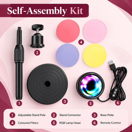 7-Color Sunset Lamp | 360° Rotating LED Light