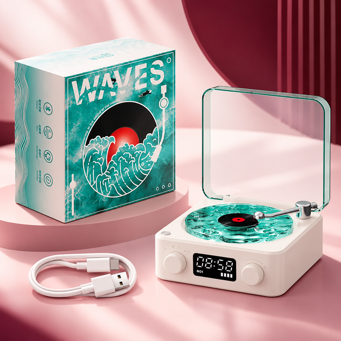Waves Vinyl Record Player with Light