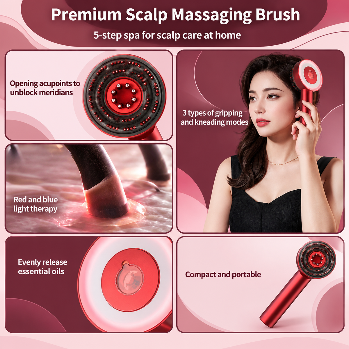 Electric Scalp Massager | 2-in-1 Massage Brush & Oil Applicator
